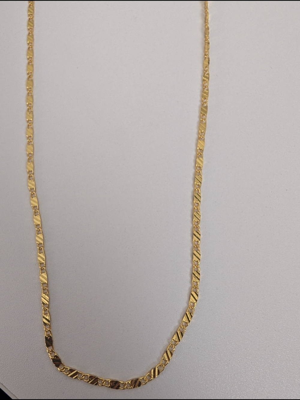 18K Gold Plated Over .925 Textured Chain Necklace